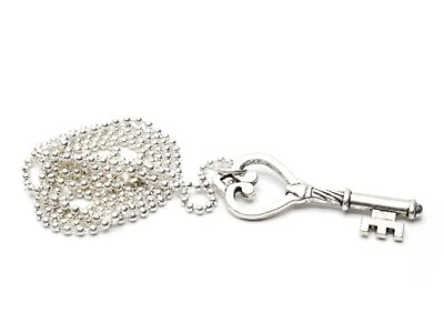 Key Necklace Miniblings 80cm Key Chain Heart Silver Plated - Image 1 of 4
