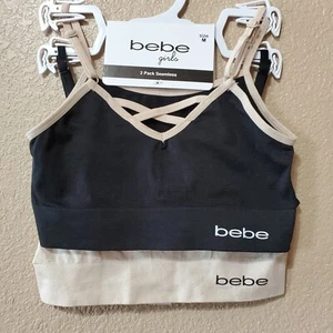 Bebe Mädchen Gr. Medium Schwarz Nude Nahtlos Sport BH 2er Pack Neu Mit Etikett - Bild 1 von 6