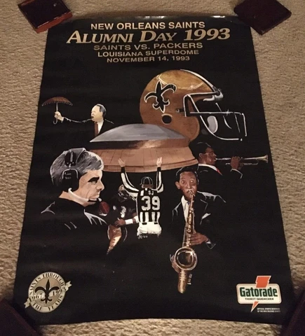 VINTAGE RARE 1993 NEW ORLEANS SAINTS OLD ALUMNI POSTER TOM BENSON JIM MORA Cover