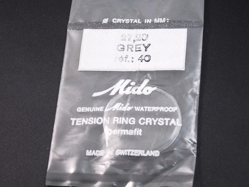 Reloj Cristal Vintage Mido Waterprf Permafit 27.20mm Gris Tensn Anillo Ref#40 Nuevo de Lote Antiguo Foto 1 de 1
