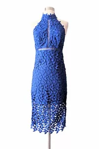 Neu mit Etikett Bardot Kleid Mantel Spitze Midi blau gefüttert ärmellos Gr. XS/4 - Bild 1 von 8