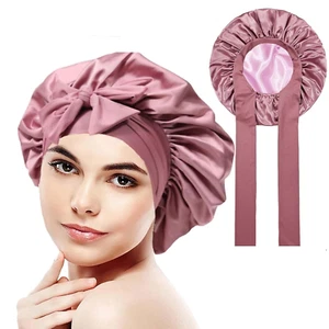 Seidenhaube Zum Schlafen, Schlafhaube Seide, Silk Bonnet Satin Haarhaube Doppels - Bild 1 von 7