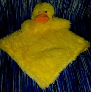 Manta de seguridad para bebé Babe Luxe Babeluxe amarillo y naranja pato Nunu Lovey 13" - Imagen 1 de 3
