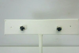14k White Gold 0.44 ct Blue Sapphire Stud Earrings - Picture 1 of 10