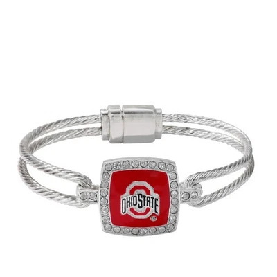 Ohio State Buckeyes Women's Squared Crystal Logo Bangle Bracelet NCAA - Image 1 of 4
