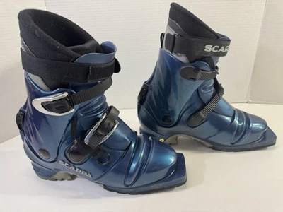 Scarpa t2 Telemark Botas Mujer’s 9 Azul Atado Cremallera Cierre 75mm Norma Nórdica Foto 1 de 4