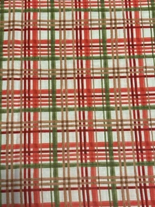 Vtg Christmas Plaid Cotton Fabric By 3 Wishes Winter Forest 39" X 43" Red Green  - Picture 1 of 4
