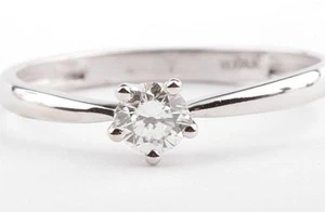 Feiner Brillant Ring 0,25ct Feines Weiß G Vsi 585 14K Weiß Gold Gr. 53 Neu! # - Bild 1 von 7