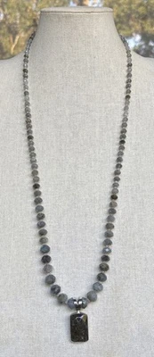 Jay King Sterling Silver Labradorite Faceted Pendant & 36" Beaded Necklace - NWT - Image 1 of 4