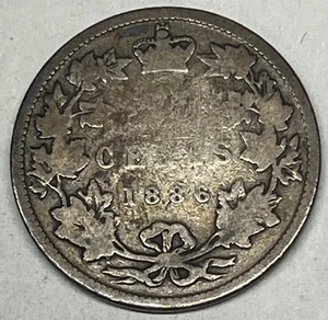 1886 Canada 25 Cents Silver Quarter. Well Worn But Great Visible Date. - Picture 1 of 6