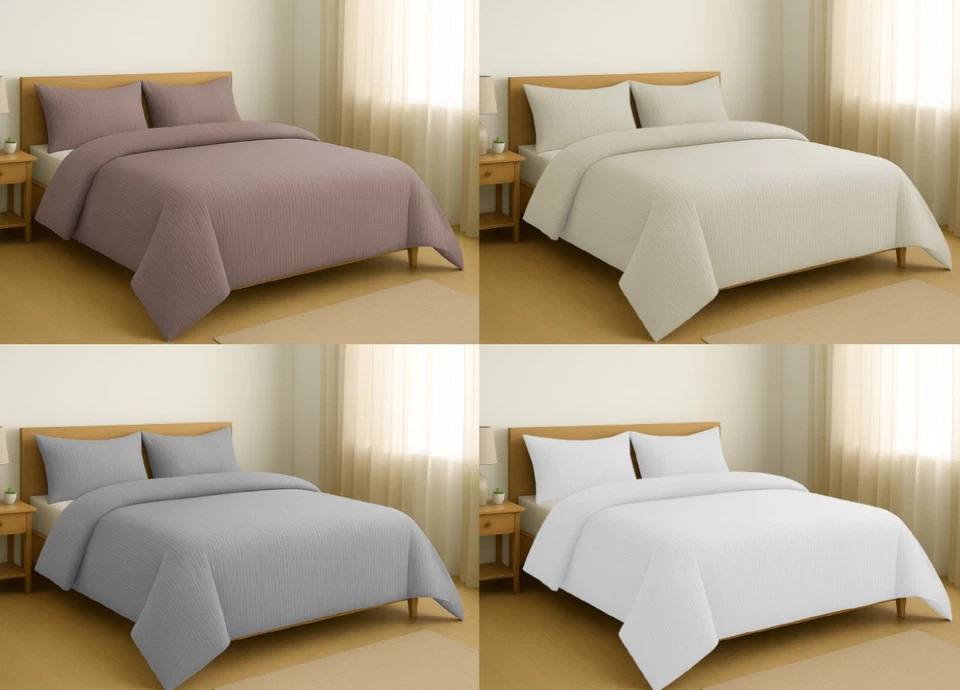 Copripiumino Sacco Piumone Goffrato in Microfibra Tinta Unita Seer Sucker - Immagine 1 di 1