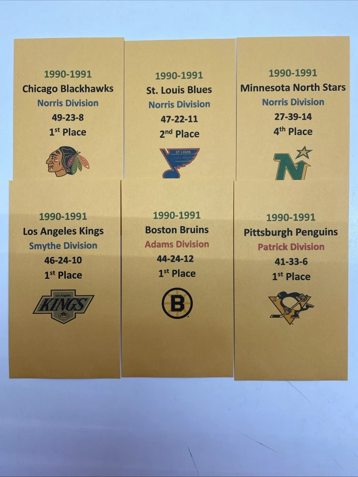 1990-1991  Strat-O-Matic 6 Team Hockey Card Set Printed Storage Envelopes - Image 1 of 1