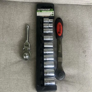 Pittsburgh Pro 1/2” Drive SAE 10 Piece Socket Set 67919 And 2 Ratchets  5/8 Read - Picture 1 of 13