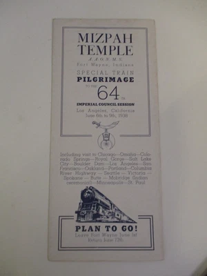 1938 Mizpah Temple Shriners/Masons Imperial Session Los Angeles, CA Brochure - Image 1 of 4