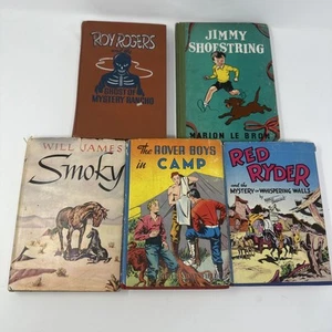 Vintage Western Kids Book Lot - Roy Rogers, Red Ryder, Smoky, Rover Boys - Foto 1 di 10