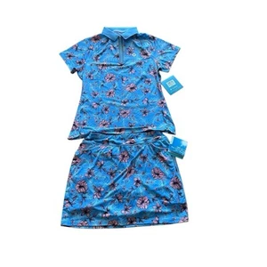 Coolibar Damen blau Blumen Top Skort Set M UPF 50+ Sonnenschutz Neu mit Etikett - Bild 1 von 17