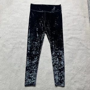 Pink Victoria Secret Leggings Womens Medium Ultimate Green Velvet Velour Stretch - Picture 1 of 11