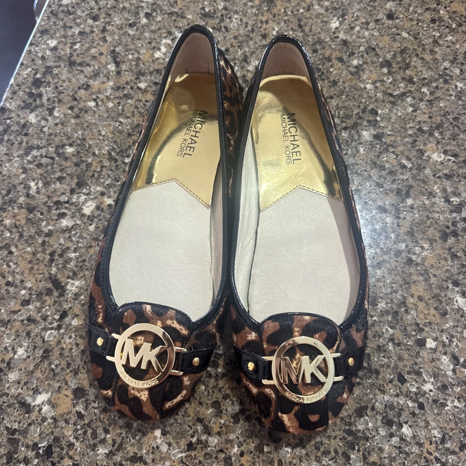 MICHAEL KORS Ballet Planos Estampado Leopardo Pelo de becerro Mujer’s Talla 8 Foto 1 de 4