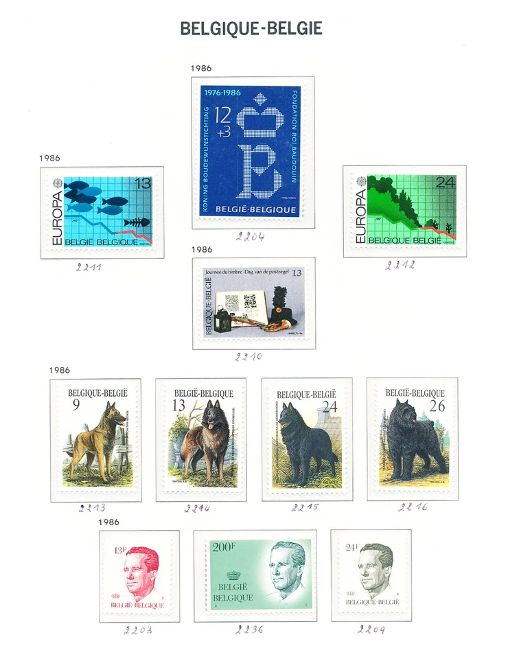 XE57641 Belgium 1986 Europa Cept dogs pets animals fine lot MNH fv 371 BEF - image 1 of 1