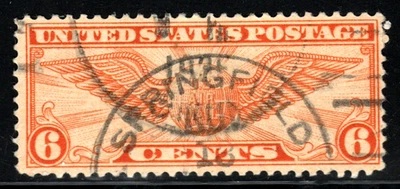 Stamp USA Airmail (circa 1934) - 6¢ Dull Orange Air Service Emblem SC# C19 used - Image 1 of 2
