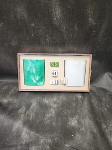 Crisloid Backgammon Kit- Doubler,Dice & 2 Dice Cups Swirl Green/White Og Box - Picture 1 of 9