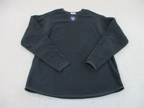 New York Mets Sweater Adult Large Black Blue Baseball Fleece Sweatshirt Mens * Cover