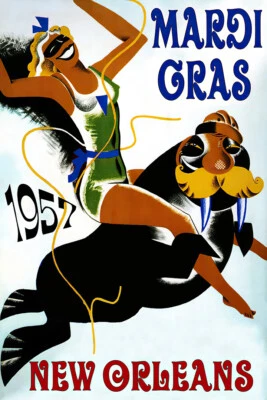 Mardi Gras New Orleans Art Wall Indoor Room Outdoor Poster - POSTER 20x30 - Image 1 of 4