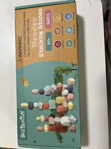 Bestamtoy Set Giocattolo 36 pz Pietra Costruzione Sensoriale Legno Colorata Qualità Naturale - Foto 1 di 4