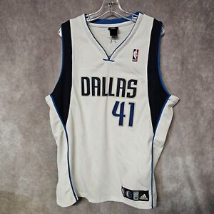 Vintage Adidas Dallas Mavericks DIRK NOWITZKI 41 White Jersey Mens 48 XL Sewn