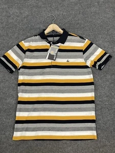 Navy Sail Polo Shirt Mens XL Striped Color Block Slim Short Sleeve Handmade N47 - Picture 1 of 9