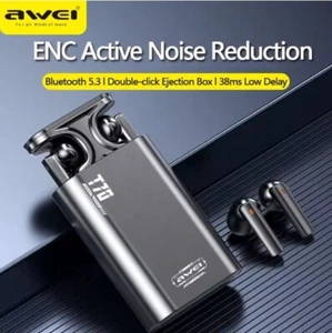 Awei T70 800mAh Wireless Bluetooth V5.3 Gamer, Sports Noise Canceling Earbuds - Picture 1 of 7