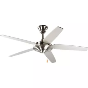 Progress Lighting Modern Ceiling Fan Reversible Blades Downrod Pull Chain Nickel - Picture 1 of 1