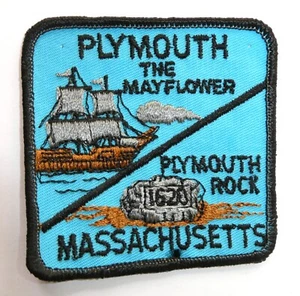 Vintage Plymouth Rock Massachusetts The Mayflower Souvenir gestickter Aufnäher - Bild 1 von 2
