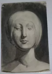 Dibujo de retrato femenino clásico del autor Alberto Duce Vaquero.Pintado al car - Imagen 1 de 1
