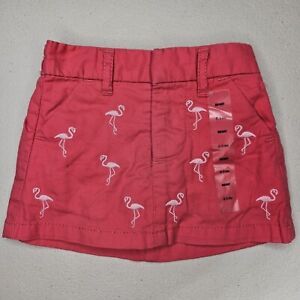 Baby Gap Girls Skirt Skort 0 to 3 Months Pink Flamingo Embroidered Woven Cotton