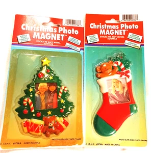 J.S.N.Y Christmas Photo Magnets New in Package 1980s Package Discolored Vtg - Picture 1 of 9