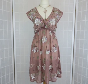 Miss Selfridge Dress Size 8 Dusty Pink Sequins Sheer Georgette Open Back Mini - Picture 1 of 14