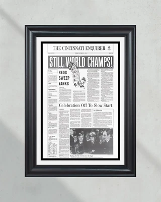 1976 Cincinnati Reds World Series Champions Framed Front Page Newspaper Print - Image 1 of 4