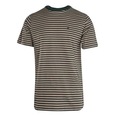 Volcom Men's T-Shirt Trekking Green Striped S/S Tee (S36) - Image 1 of 4