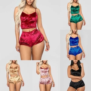 Slight Strech Sexy Nightwear Crop Tops Bra Shorts Home Lingerie Brand New - Picture 1 of 22