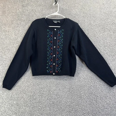 Suéter Lizwear Mujer Pequeño Negro Cuentas Tejido Cárdigan Joya Botones Foto 1 de 4