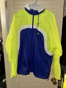 Vintage 1980s Nike Neon Blue Windbreaker Full Zip With Hood - Picture 1 of 2