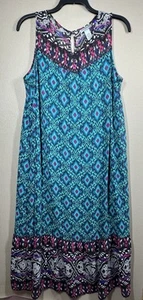 Catherines Dress Womens 1XWP 18 20WP Petite Boho Sleeveless Lined Plus Size - Picture 1 of 8