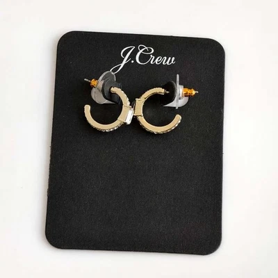 Nuevos Pendientes de Aro Jcrew Cristal Huggie C Chic Mujeres Fiesta Vacaciones Joyería Regalo Foto 1 de 4