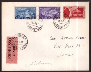 Italia Repubblica, serie Montecassino su busta espresso con annullo fdc -HB08 - Picture 1 of 3