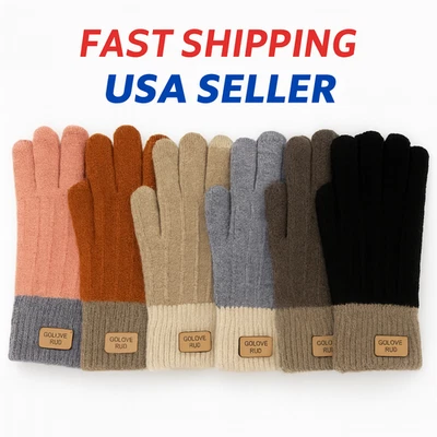 Winter Knitted Warm Gloves for Cold, Fits Most Mens Women Unisex Kids Stretchy - Image 1 of 4