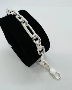 925 Sterling Silver Solid Men's Cable Link Chain Bracelet Size 5 To 9 Inch - Picture 1 of 7
