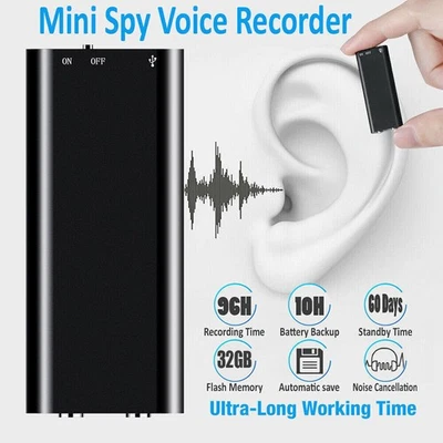 Mini  Recorder Voice Monitoring Device 8/16/32GB 96 Hours Long Time Recording - Image 1 of 4