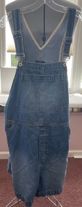Vintage GAP Women’s Denim Overalls Shorts Shortalls Y2K Grunge Blue Size Large - Picture 1 of 7