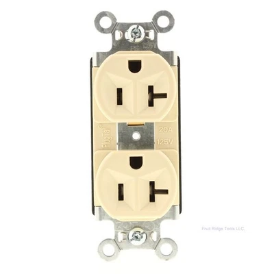 Pass & Seymour Ivory PLUGTAIL Receptacle Duplex Outlet NEMA 5-20R 20A PT5362-I - Image 1 of 4